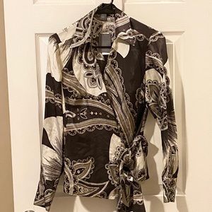Ann Taylor Brown Floral Paisley Wrap Blouse NWT